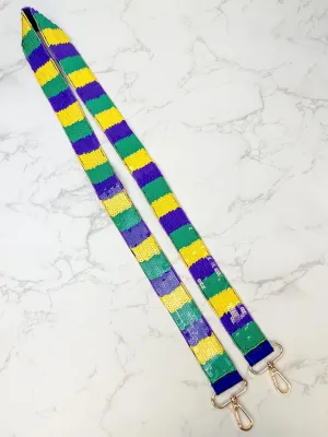 Mardi Gras Striped Sequin Bag Strap